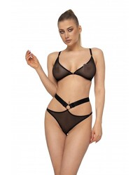 schwarze Dessous-Set aus Netzstoff mit Hüftband - vergleichen und günstig kaufen